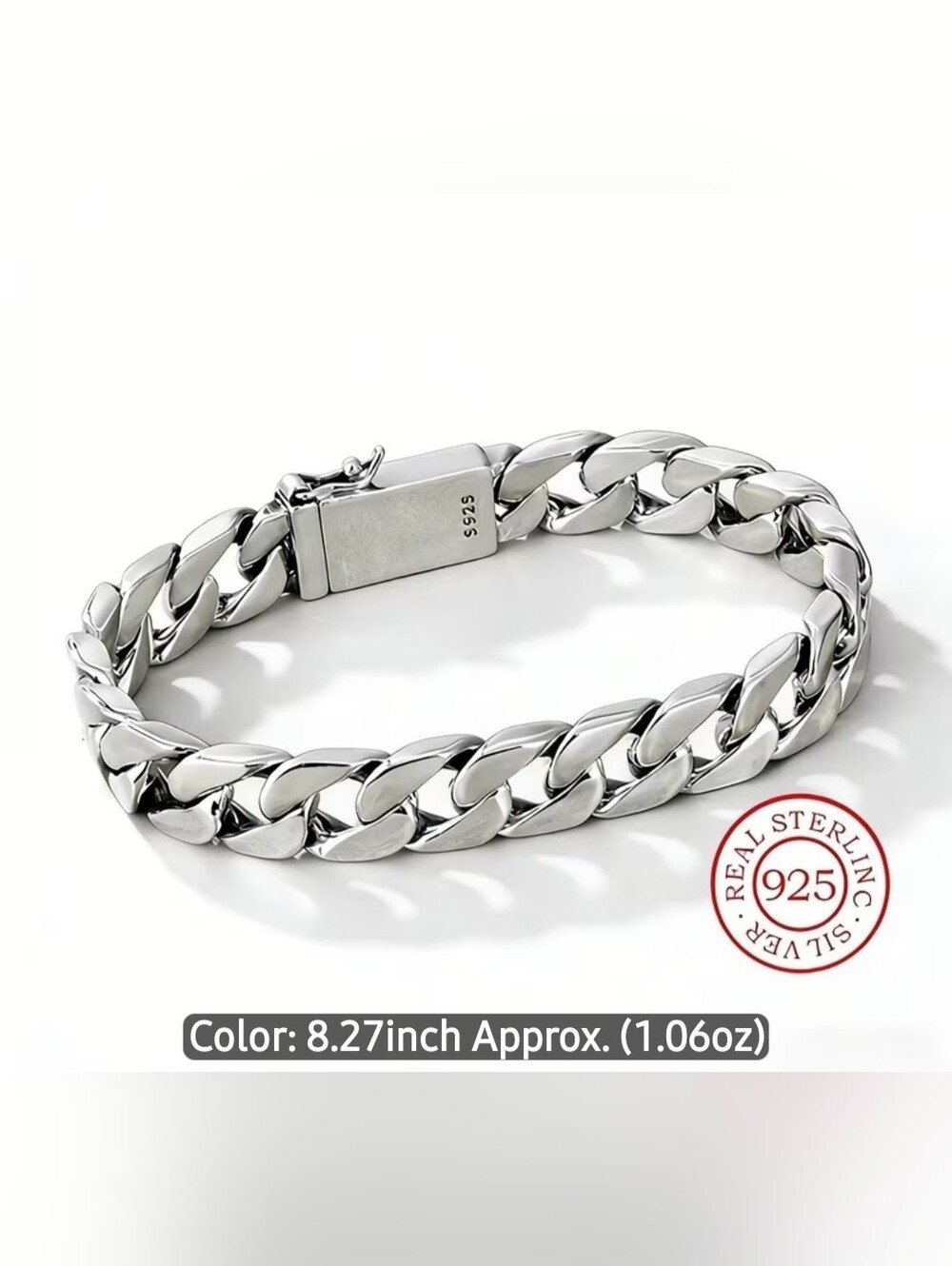 Sterling silver cuban  Bracelet 925 Stamped